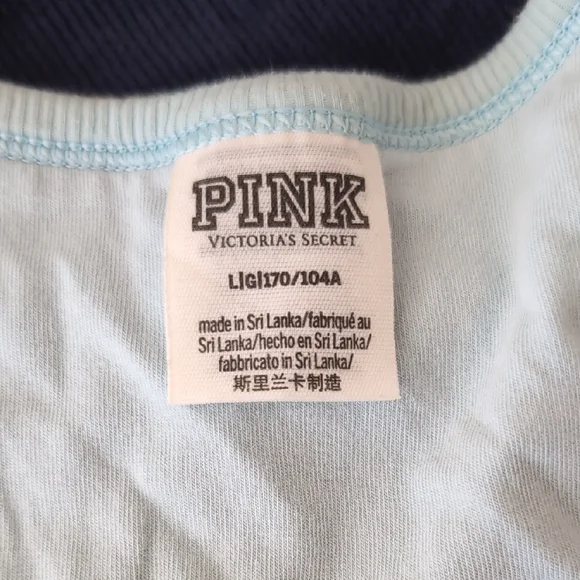 PINK Victoria's Secret Cropped Shelf Bra Racerback Tanks - Navy and Mint Blue - Picture 4 of 7
